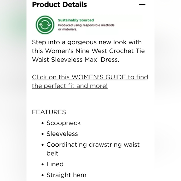 Nine West Crochet Tie Waist Maxi Dress - Picture 6 of 11